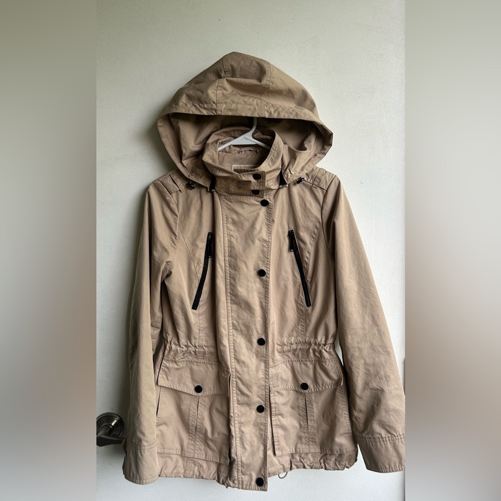 Michael Kors Beige Utility Jacket with Hood
